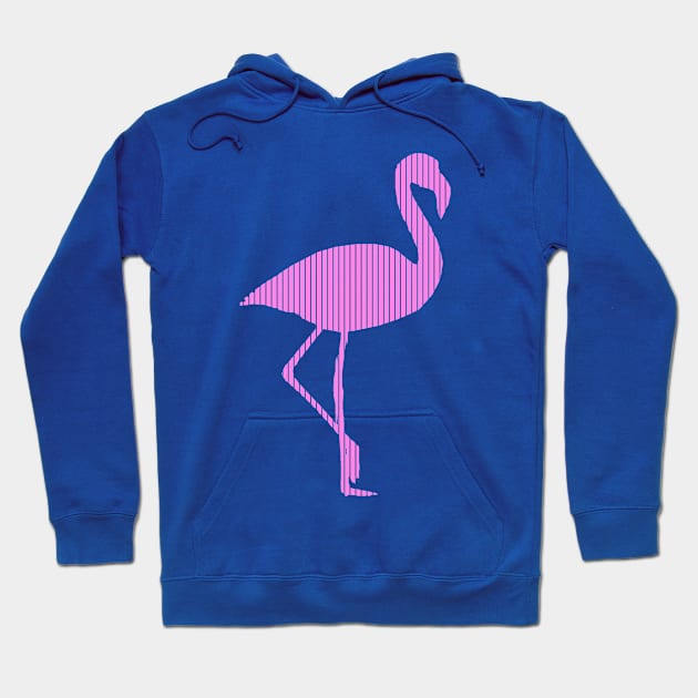 Pink Flamingo Silhouette with Pink Stripes Pattern Hoodie by scotch